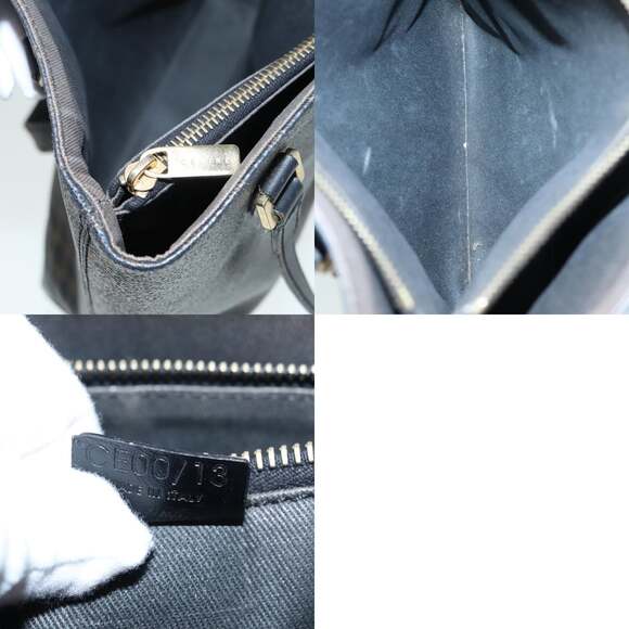 CELINE Macadam Canvas Hand Bag Pvc Black Gold - Picture 13 of 13